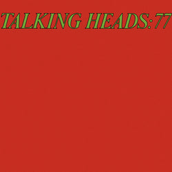 Black vinyl LP of Talking Heads: 77 album by Rhino Records, featuring the band’s iconic album cover art.