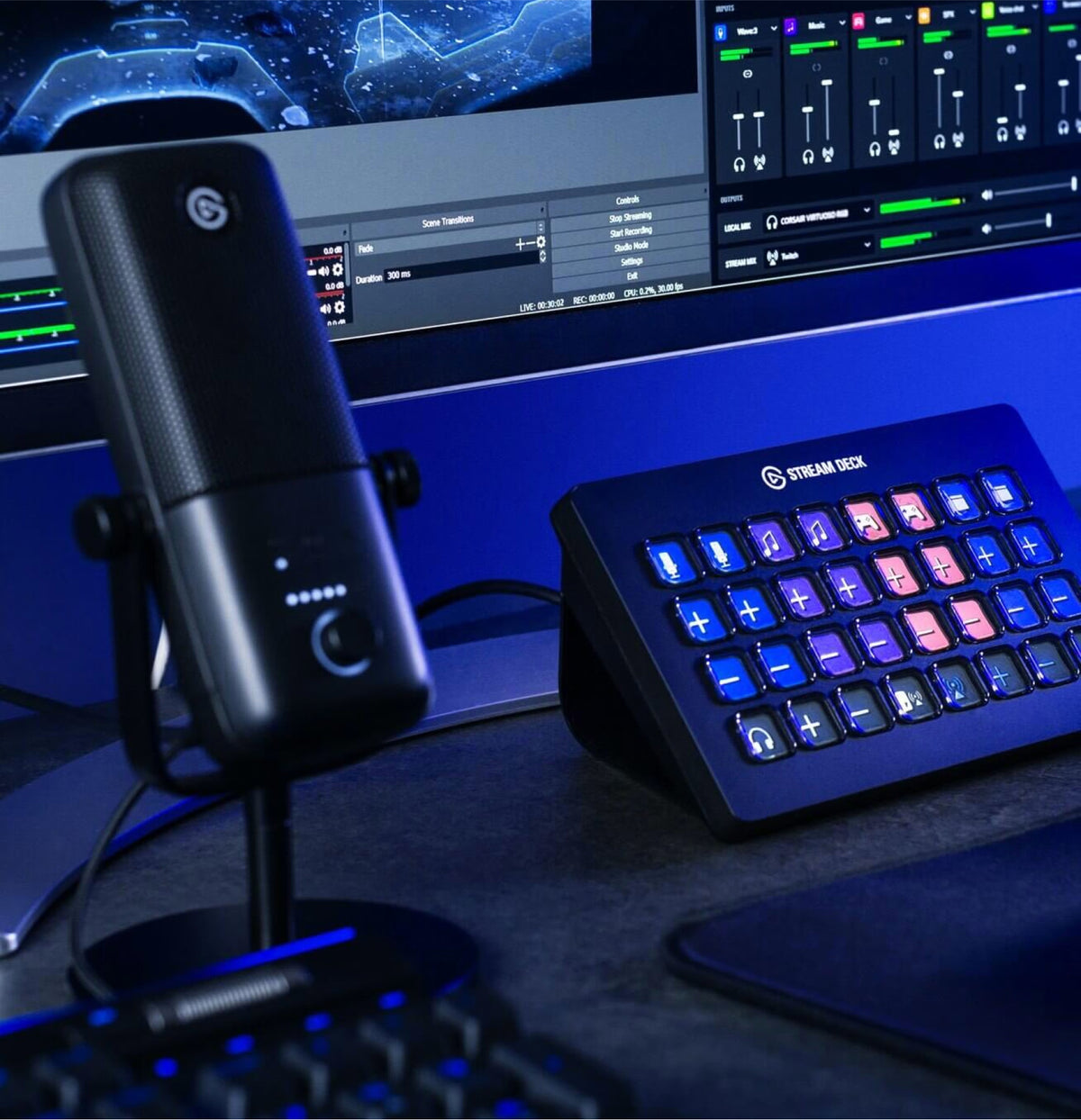 Elgato Wave:3 USB microphone with sleek design, built-in controls, and premium condenser capsule for clear audio recording.