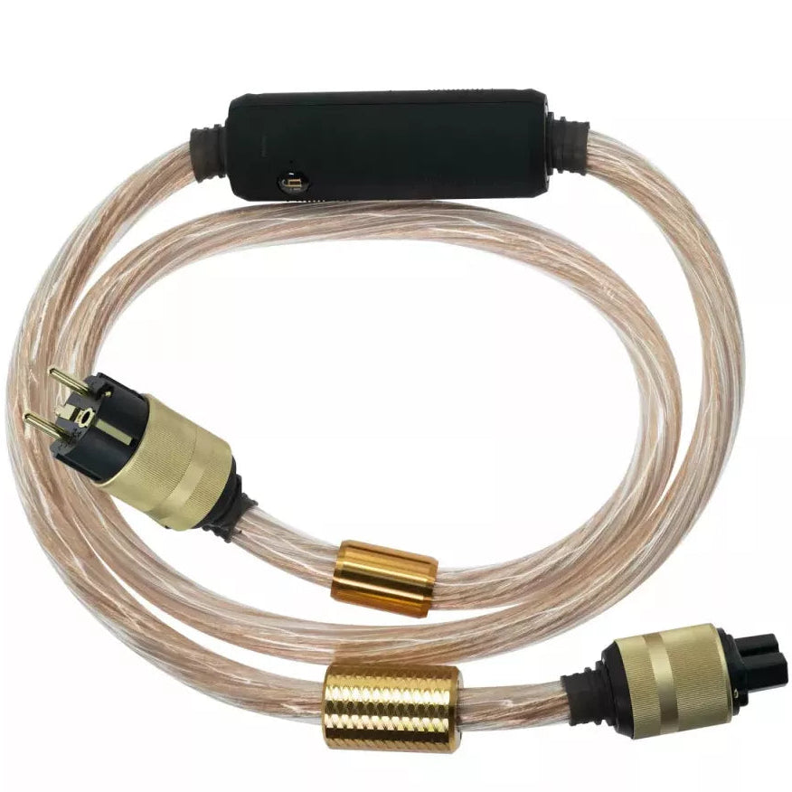 SilentPower SupaQuasar 1.8m cable with sleek design and connectors, ideal for high-quality audio connections.