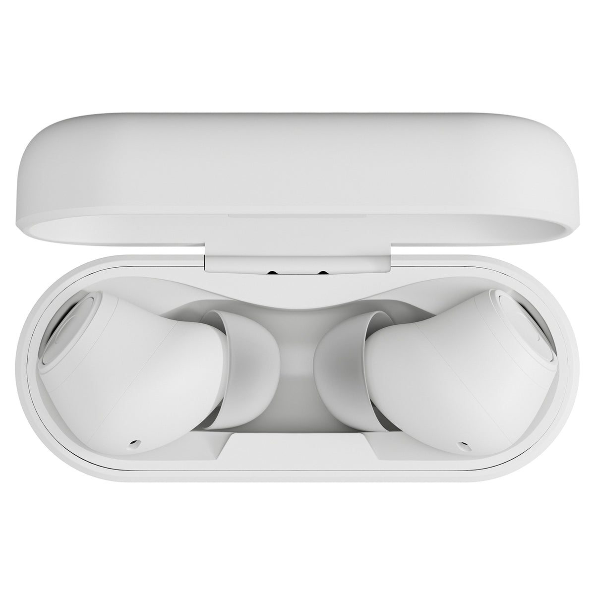 Cambridge Audio Melomania A100 SE open charging case top view, White