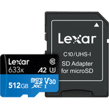 Lexar 633X microSDHC/SDXC (V30) R95/W45 512GB Memory Card (With Adapter)